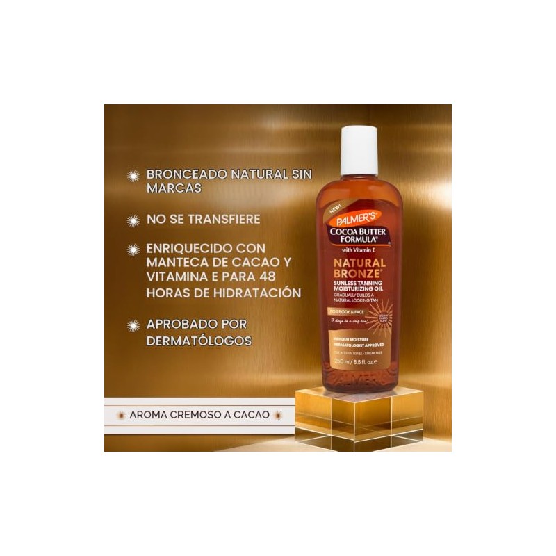 Palmers Cocoa Butter Formula Natural Bronze, Aceite Corporal Autobronceador Humectante,