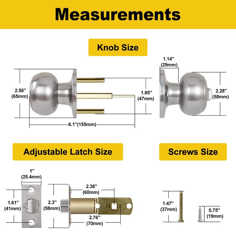 CML Hardware Keyed Entry Door Knob Set, Entrance Door Lock
