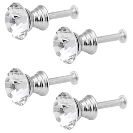 QZKJQDD 4 Pack Drawer Knobs, Single Hole Cupboard Handle, 20mm Drawer Handles Crystal Glass Diamond Shaped cupboards Door Knobs for Dresser Drawers and Kitchen, Bathroom Cabinet, Office (QZ04)