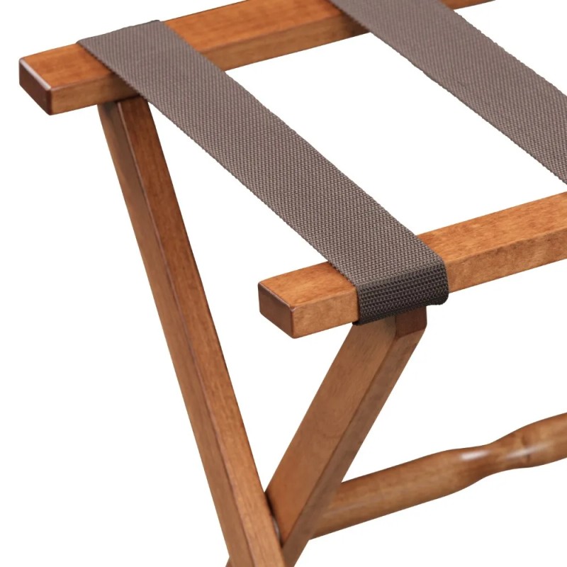 Homeroots Hotel Light Walnut Folding Luggage Rack With Four Straps
