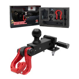 AMBULL Rotatable D Ring Separate Shackle Trailer Hitch Receiver & 2-Inch Ball Mount, 3/4" Shackle with 2" Towing Ball Mounts, 23T/50706Lbs Break Strength Heavy Duty Towing Recovery Hitch, RedRed