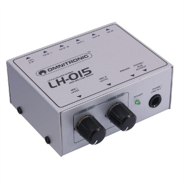 OMNITRONIC LH-015 2-Channel Mic-Line Mixer | Miniature 2-Channel Microphone Line