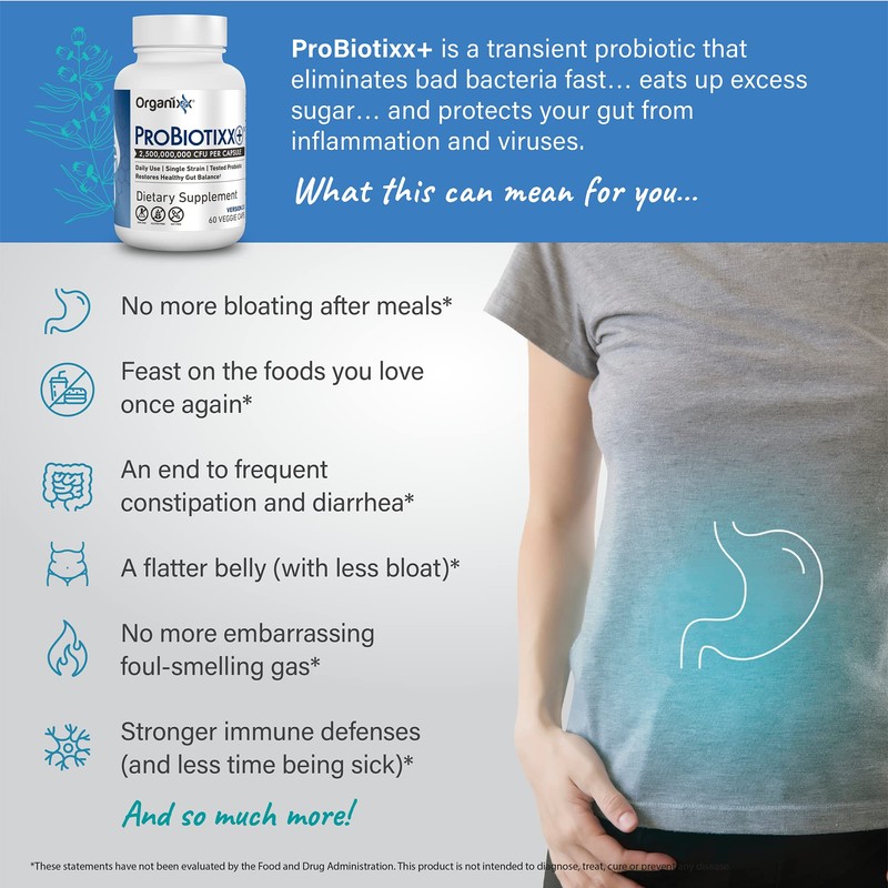 Organixx ProBiotixx+ Probiotic Supplement, Daily Probiotics for Women & Men