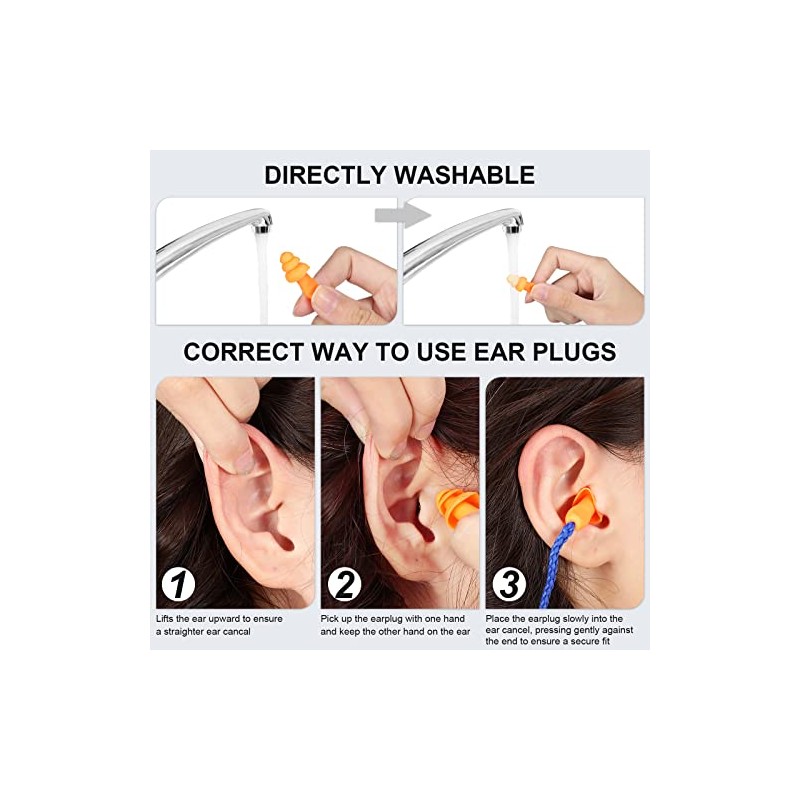 Tapones de Silicona Suave con Cable - 200 Pares Reutilizables