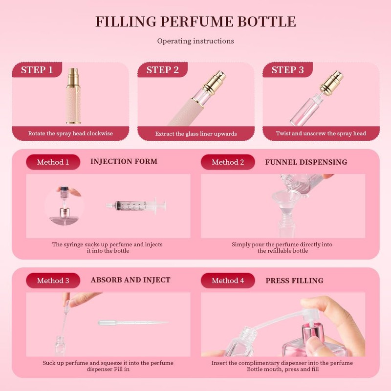 DIOHIO Atomizer Perfume Spray Bottle Refillable - 5ml Glass Inner