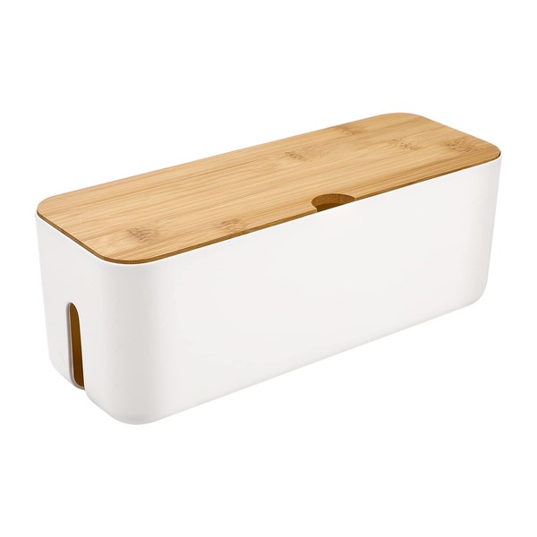 TOPBATHY Cable Management Box Large: Wooden Style Cable Organizer Box