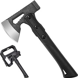 TESCOACH Multitool Camping Gear 3 in 1 Lightweight Hatchet, with Storage and Carrying Case, Carbon Steel/Fibreglass Handle（W: 0.57kg）