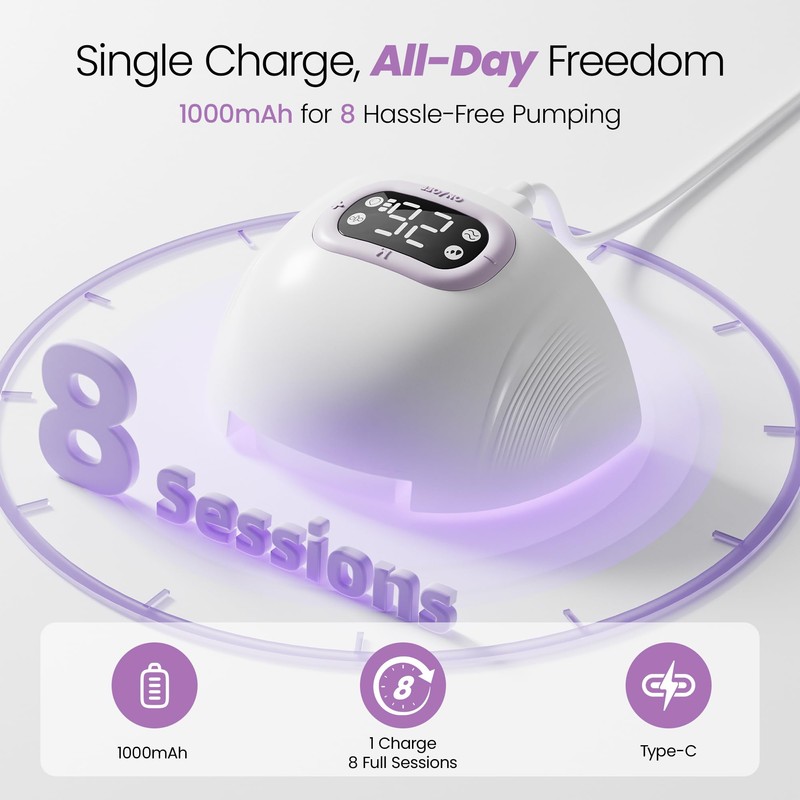 Breast Pump Hands Free, Wearable Breastfeeding Pump with 4 Modes