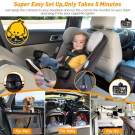 DoHonest Baby Car Camera 1080P HD: Rearview Baby Car Monitor with Night Vision, 150° Wide Angle, 360° Adjustable, Easy USB Plug-and-Play Installation - Infant Car Seat Safety Camera
