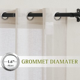 NICETOWN 48 inch Curtains 2 Panels Set for Kitchen, Grommet Semi Sheer Short Curtains & Drapes Privacy with Light Filtering for Cafe/Small Window, Natural, W36 x L48, 2 Pieces