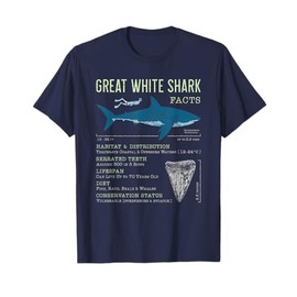 Great White Shark Facts Educational Shark Lover Sharks Tooth T-Shirt