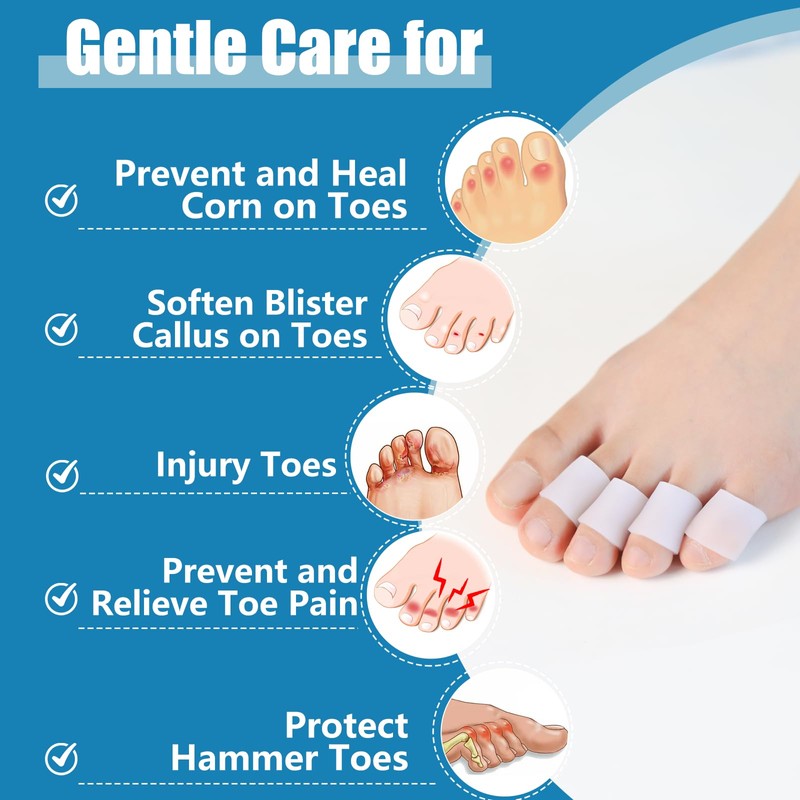 JKcare Pinky Toe Sleeves Gel Corn Cushion Pads 10 Pairs/20