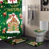 Moladika 4 Pcs Merry Christmas Shower Curtain Sets with Rugs