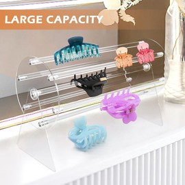 Organizador de pinzas para el cabello, giratorio de 360°, soporte para accesorios para el cabello, soporte de exhibición transparente para mujeres y niñas, fácil de montar, mantiene