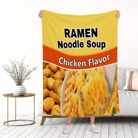 Roslint Ramen Throw Blanket Food Flannel Blanket | Ramen Chicken Flavor Lover Gift | Funny Blanket Home Decor for Couch Bed Sofa for All Seasons | Queen Size 60"x80" for Adults