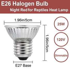 YEGRUEB Reptile Heat Bulb 25W Night Red Bulb for Reptiles and Amphibians Tanks, Turtle Bearded Dragon Lizard Cages Frogs Heat Lamp Replacement Bulb, 4 Packs