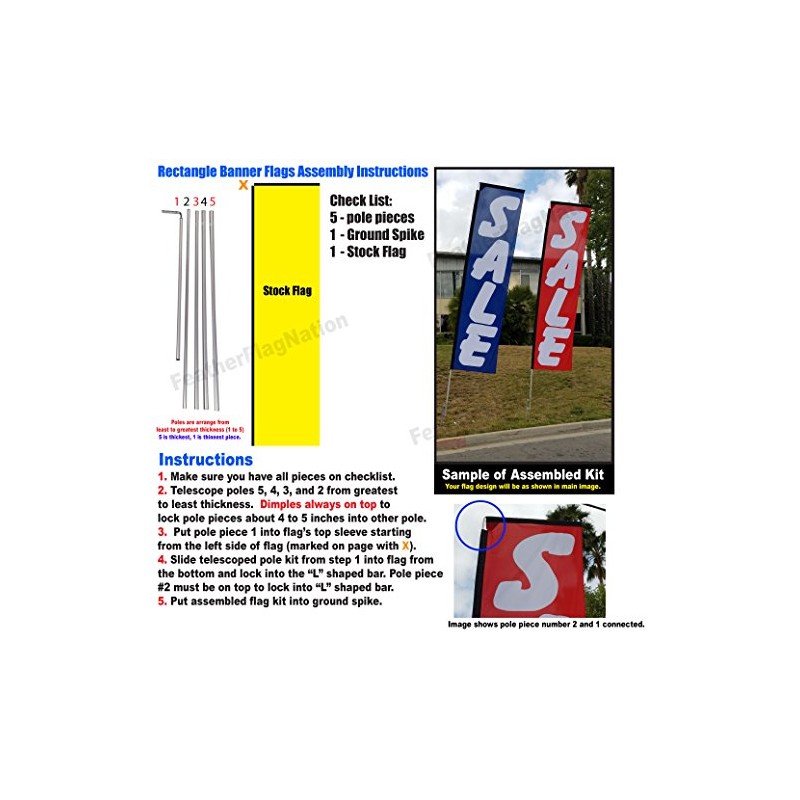 Solid Red Outdoor Rectangle Feather Banner Flag Sign with Pole