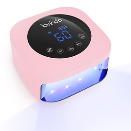 Lavinda UV LED Nail Lamp 54W Cordless Gel Nail Light, Rechargeable UV Lamp for Nails, Professional LED Nail Dryer with Timer & Display for Gel Nails Salon Home Use Matte Macaron Pink
