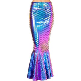 Loalirando Mermaid Tail Skirt Long Elastic Slim Mermaid Skirt Beach Holiday Costume Mermaid Skirt, Multicoloured (multicoloured A)