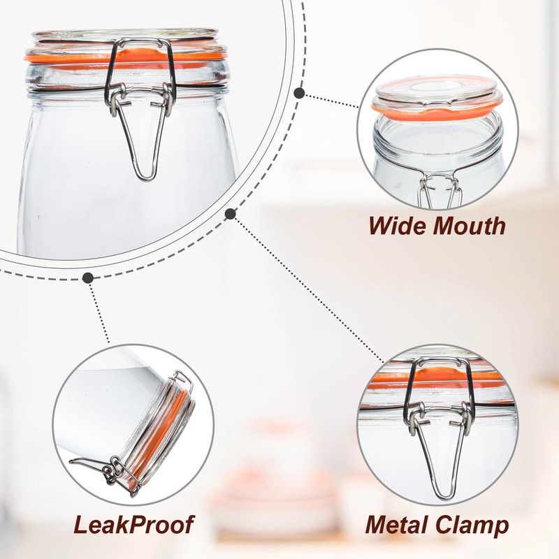 Galssmagic 64 oz Large Mason Jars Wide Mouth,3 Pack Half