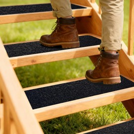 12 Pack Stair Treads Non-Slip Outdoor Tape 6”x30” - Black Anti-Slip Safety Adhesive Strips for Steps, Staircase
