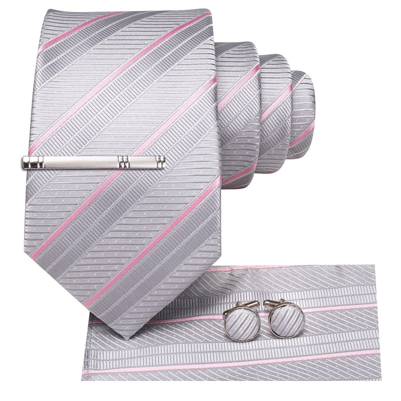 Hi-Tie Classic Mens Silk Ties Set 4 PCS Necktie Pocket