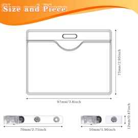HIMOMO Pack of 50 ID Card Sleeves with Clip, Transparent Waterproof Card Sleeves Horizontal Name Tag Badge ID Card Holders with 50 Pieces Metal Badge Clips for ID Card Name Tags