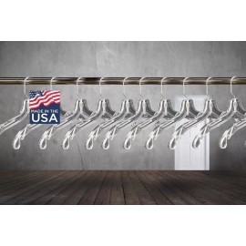 villago 17" Clear Plastic Middle Heavy-Weight Shirt Hanger with Chrome Hook 10  pack