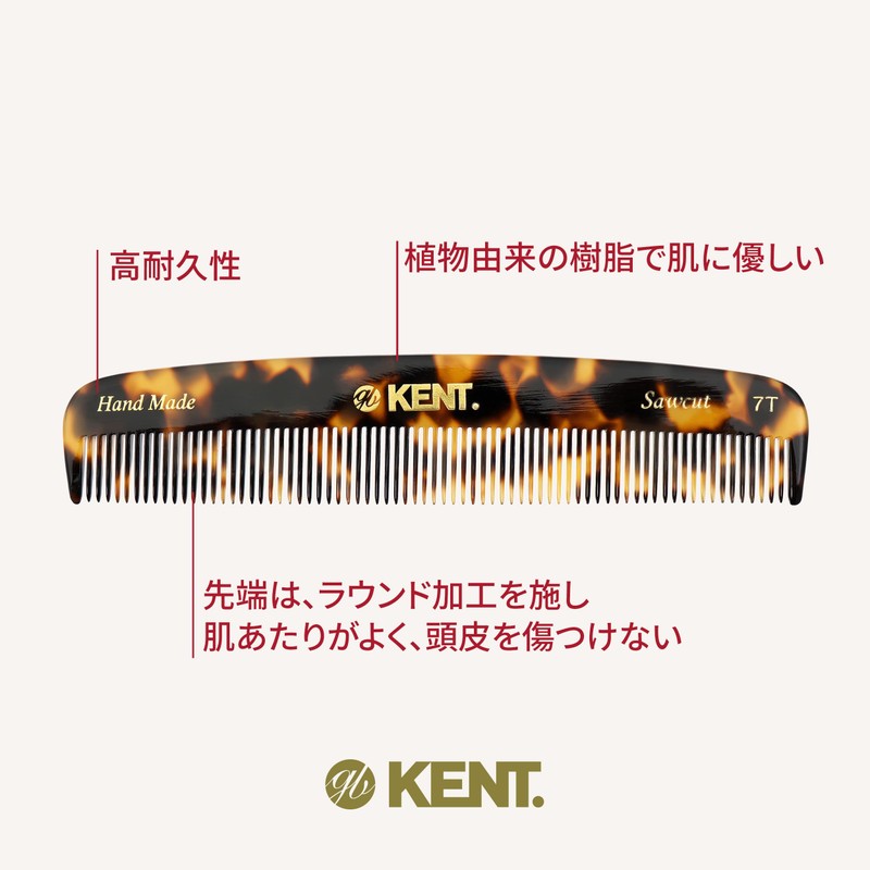 G.B.KENT Handmade Pocket Hair Comb British Royal Purveyor 7T (Leopard