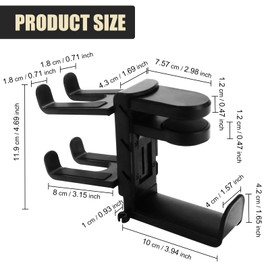 jinminamz Headset and Controller Holder, Controller Holder with Handle Holder, Cable Hold, 360° Rotating Gaming Headphone Hook, Space-saving, Headphone Holder for Computer Desks, Cabinets (Black)