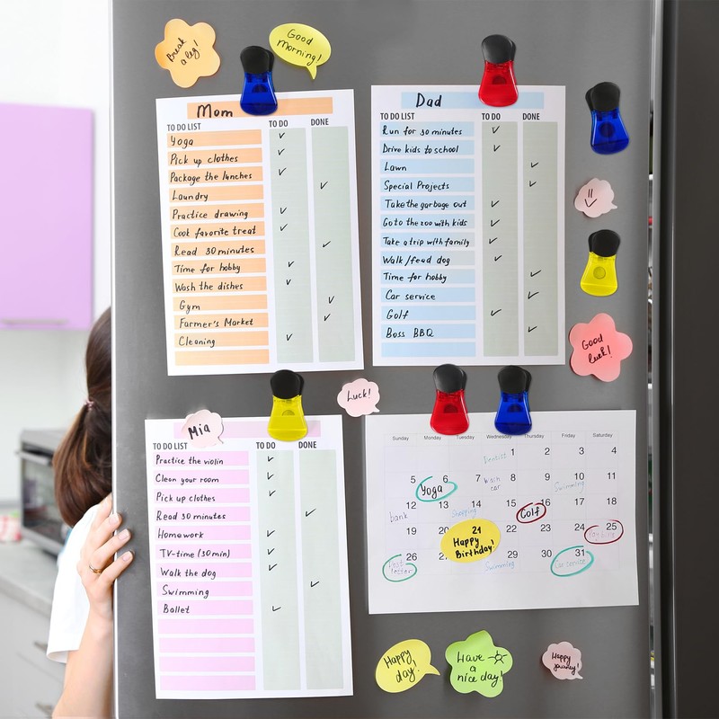 Yi Concept Magnetic Clips Set - Modern Plastic Clips, Red,