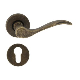 domino Venus-R M75 Door Handle Set PZ Profile Cylinder Set Round Rosette Door Handle for Office Door, Cellar Door & Interior Door Fittings Brass Bronze Antique Door Handle Set