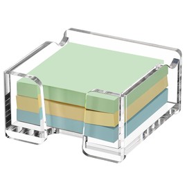 SANRUI Acrylic Sticky Note Holder , for Post-it Note Pad Dispenser Desktop Accessories Organization, Self Memo Pad for School Office Desk Supplies ( 3''x3'' Clear)