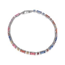 Alilang Sparkly Multicolored Cubic Zirconia Tennis Bracelet for Women Wedding Mothers Day Jewelry, Silver