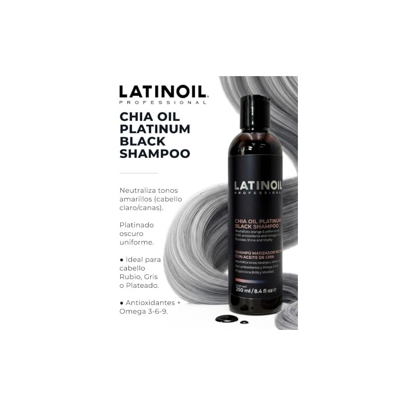 Chía Oil Platinum Black Shampoo Matizador Negro Sin Sulfatos 250ml