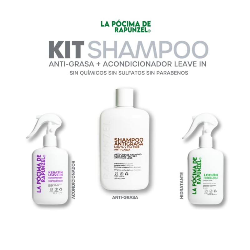 Pócima de Rapunzel TRATAMIENTO INTENSIVO Kit Shampoo Anti-Grasa + Acondicionador