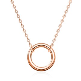 KristLand - Collar con colgante de barra simple para mujer, delicado collar de oro de 18 quilates, chapado en oro rosa, diseño simple, círculo sólido, cadena de gargantilla de corazón, collares de