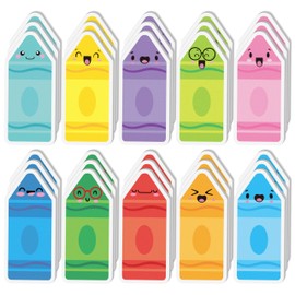 ANGOLIO 600Pcs Back to School Crayon Sticky Notes, Colorful Crayon Shape Stationery Set Self Sticky Memo Pads Page Marker for Birthday Party Favors Home Office School Supplies