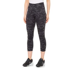Danskin Women's Capri Legging, Black Camo Print, Small