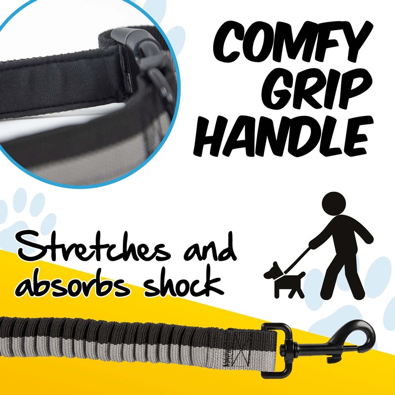 PawPride 6in1 Multi-Way 2.5m Dog Lead with Shock Absorbing Bungee