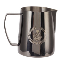 Frothing Pitcher 304 Stainless Steel Pull Flower Cup Coffee Milk Frother 600ml Pointed Mouth Black