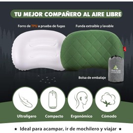 Almohada inflable de camping Hikenture - Compacta, cómoda y ajustable para mochileros