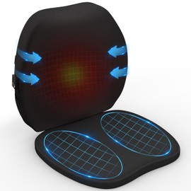 Smart Inflatable Heated Seat Cushion and AI Lumbar Support Pillow for Office Chair, Beautlinks Waterproof Back Pillow Chair Seat for Car Home, 2 Temperature Portable Back Cushion Pad for Office Chairs