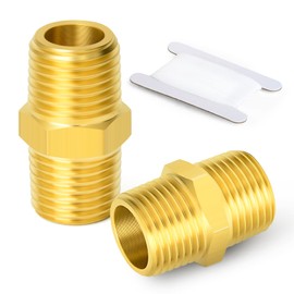 ERGAOBOY 2pcs 1" x 1" Brass BSP Male Hex Nipple Fitting Straight Male to Male