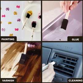 15 x Assorted Sizes Foam Paint Brush, Sponge Paint Brush Set with Wooden Handle Lightweight Painting Tool Arts Supplies for Acrylics, Oils, Stains, Varnish, Watercolours, Mod Podge Glue