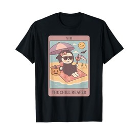 Summerween Chill Grim Reaper Summer Funny Cute Tarot Card T-Shirt