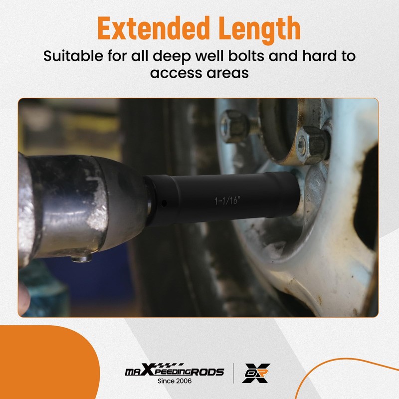 maXpeedingrods 1/2 Inch Drive Extended Length Impact Socket Set, 6Pcs