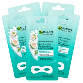5 x Garnier Skinactive Revitalising Eye Mask with Coconut Water and Hyaluronic Acid - 5 Packs of 1 Application
