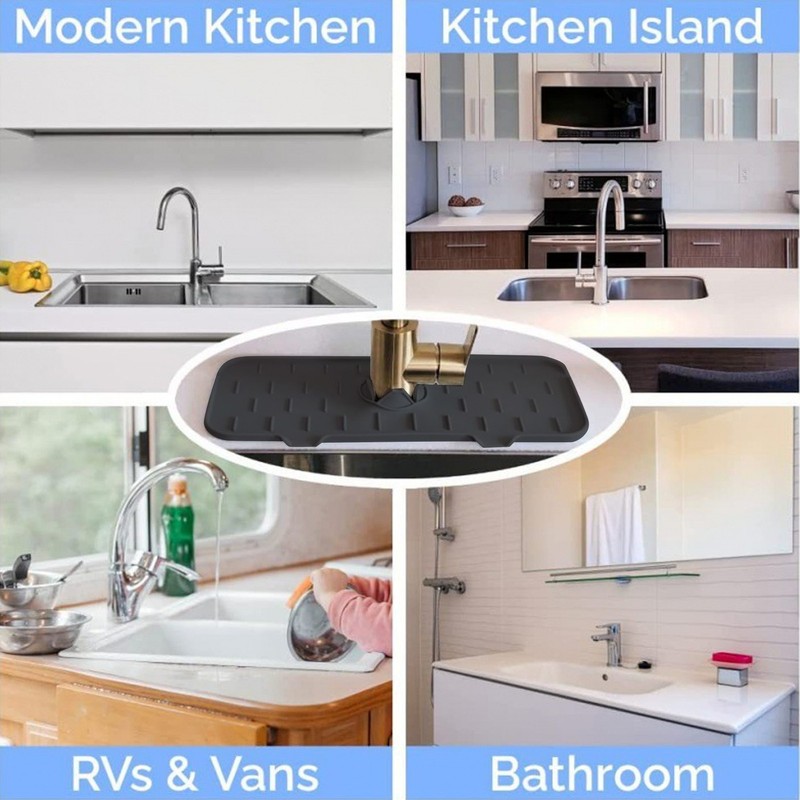 Sink Faucet Mat Silicone Drainage Design Easy Cleaning Faucet Water