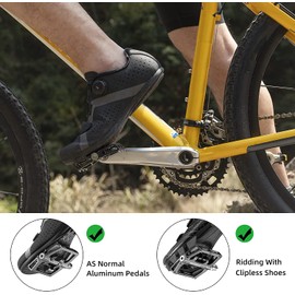 ROCKBROS Bicycle Pedals Aluminium Non-Slip 2 in 1 SPD Pedals/Platform Pedals for MTB Road Bike City Bike Black